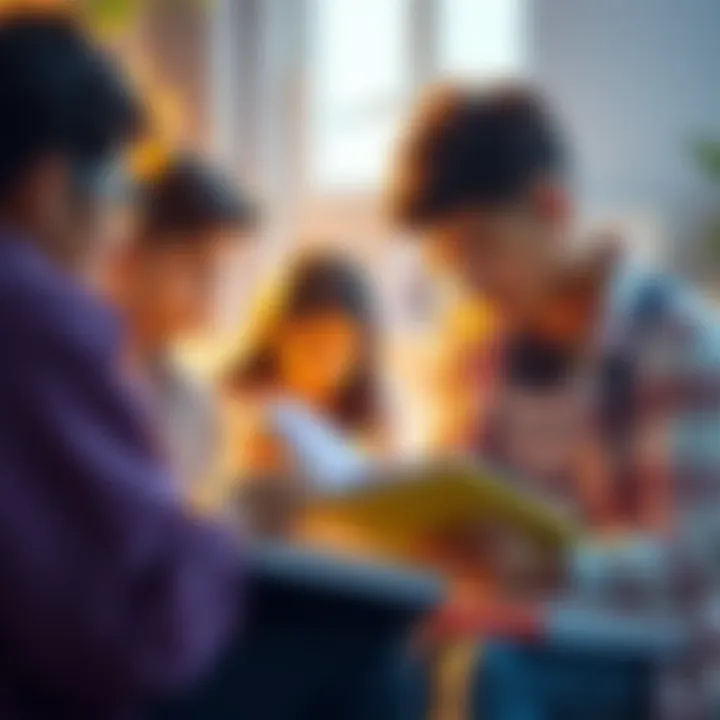 A group of students studying together with books and notes for NIOS and JEE 2027 preparation