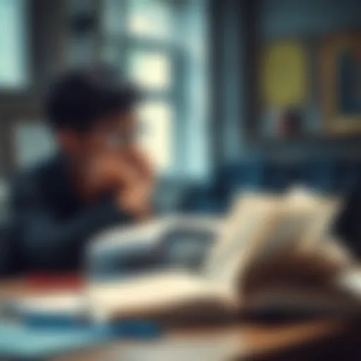 A person studying with books and notes to improve their scores and achieve success