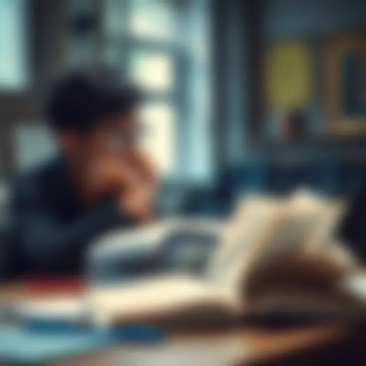 A person studying with books and notes to improve their scores and achieve success