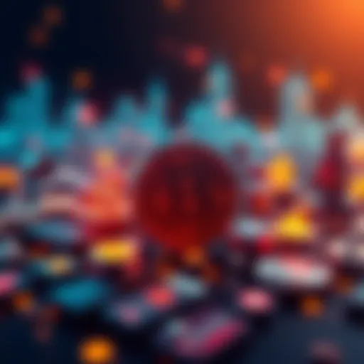 A visual representation of STX staking developments with icons symbolizing investments and cryptocurrency updates.