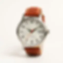 A classic metallic watch displayed against a neutral background, showing a round face with a leather strap, sized between 38 and 42mm.