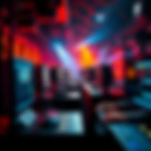 A group of miners working together on computers to achieve successful block solomining, showing teamwork and focus.