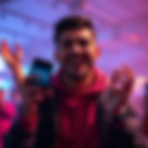 Individual smiling and holding a phone with a refund notification on the screen