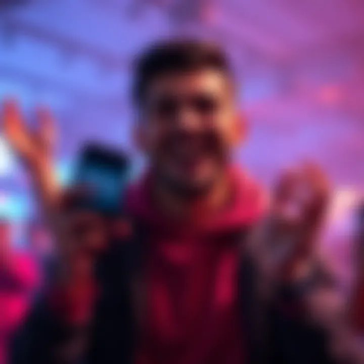 Individual smiling and holding a phone with a refund notification on the screen