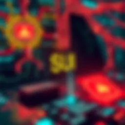 SUI Blockchain Network Failure Visual representation of the SUI blockchain experiencing an outage, showing disconnected nodes and error messages on a digital interface.