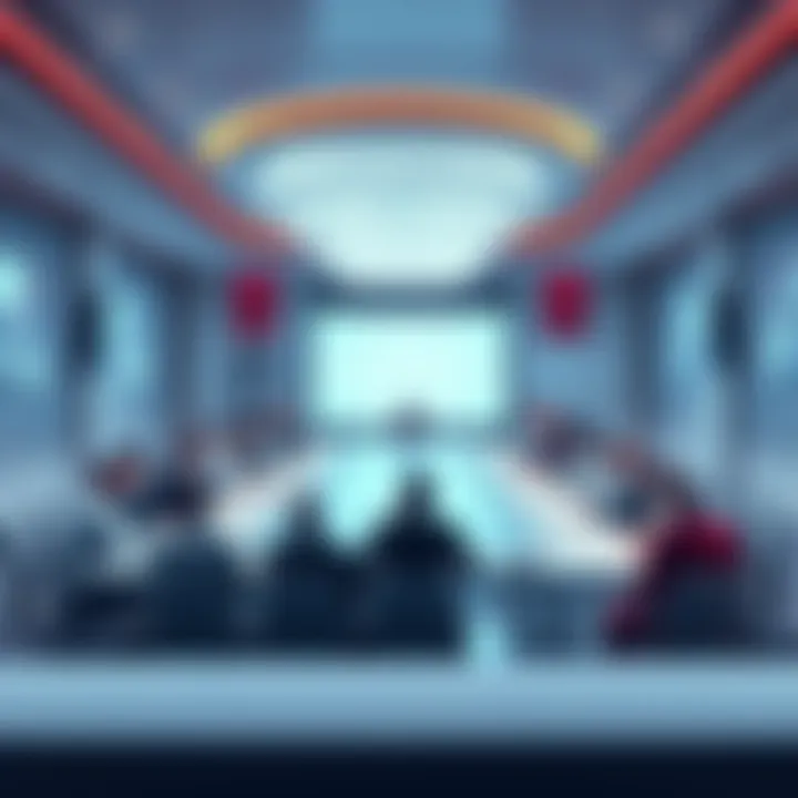 People engaged in discussions at a large conference table during the summit 2026.