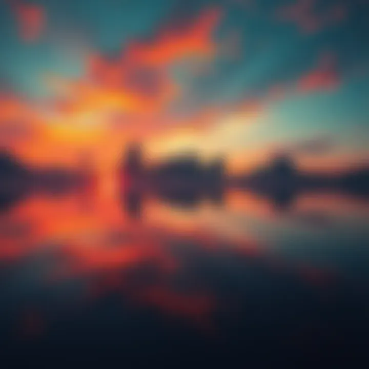 A serene sunrise with vibrant colors illuminating the sky and reflecting on still water, symbolizing hope and new beginnings.