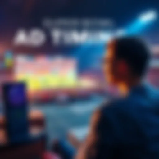 A person watching a football game on TV while timing ad breaks with a clock, showing excitement for the Super Bowl.