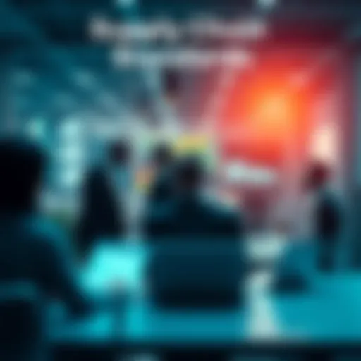 A group of professionals discussing supply chain standards in a modern office setting