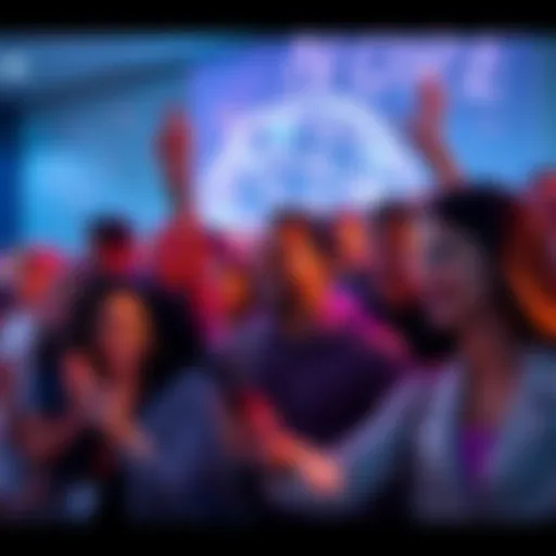 A group of diverse people voting on a poll, showing support for the Neuron/4DSky project related to DePin technology.