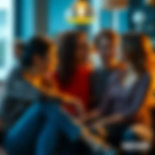A group of friends sitting together, offering comfort and encouragement during a conversation about challenges.