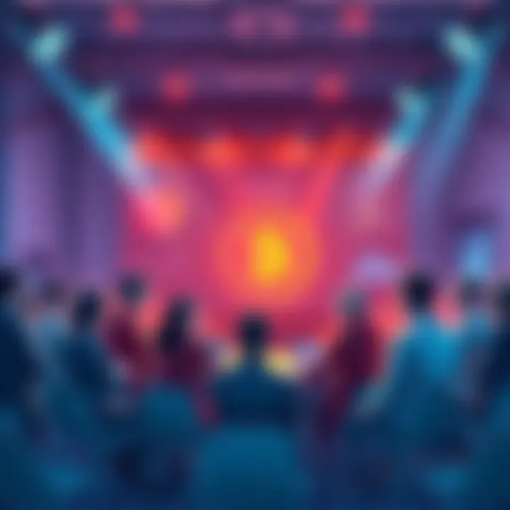 A group of Kaspa supporters gathering to discuss strategies and support for the cryptocurrency project, with banners and charts in the background.