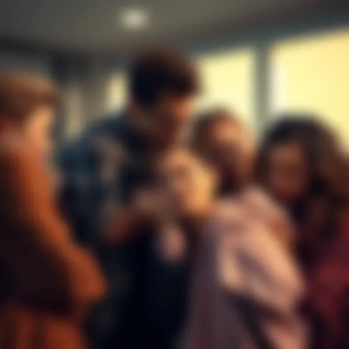 A group of friends comforting a person who looks sad, showing support and care