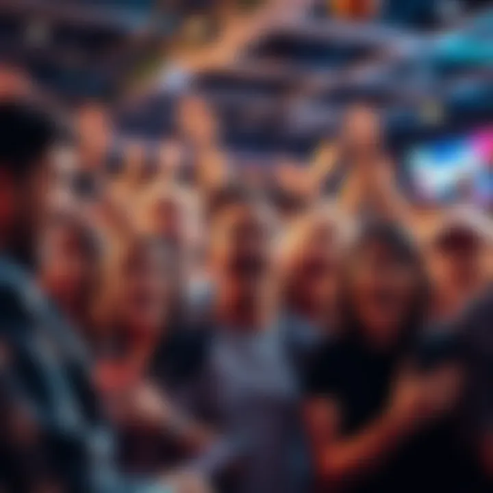 A diverse group of people showing shock and excitement, gathered to discuss unexpected news in a lively atmosphere.