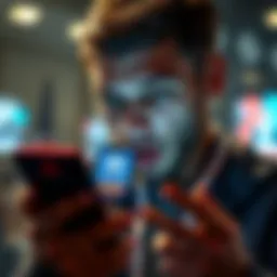 Surprised person checking crypto wallet A person looking shocked while checking their smartphone, showing a cryptocurrency wallet with a high balance.