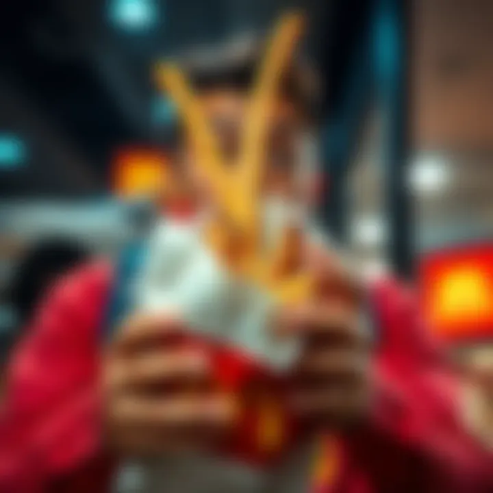 A shocked customer holds a McDonald's bag with unexpected food items spilling out