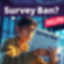 Survey Ban Announcement A graphic showing a person looking concerned while reading a notice about the survey ban extension.