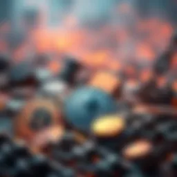 A visual representation of top surviving cryptocurrencies from 2017, highlighting Bitcoin, Ethereum, and Chainlink. The coins are shown thriving amidst a backdrop symbolizing growth and development in...