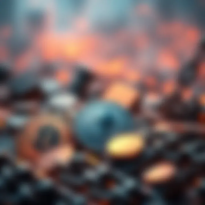 A visual representation of top surviving cryptocurrencies from 2017, highlighting Bitcoin, Ethereum, and Chainlink. The coins are shown thriving amidst a backdrop symbolizing growth and development in...