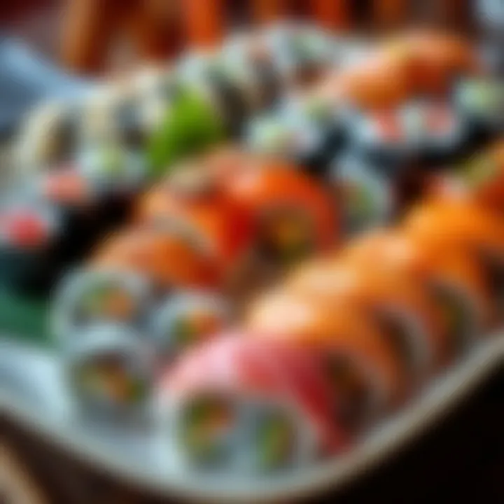 A colorful sushi platter featuring different rolls, perfect for sushi lovers in Hamilton