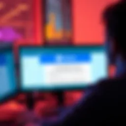 A person looking at a computer screen displaying a suspicious email from Nexo, warning about service interruptions and asking to download DocuSign.