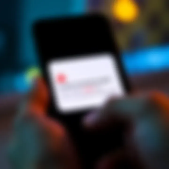 Close-up of a smartphone displaying a suspicious login alert text message