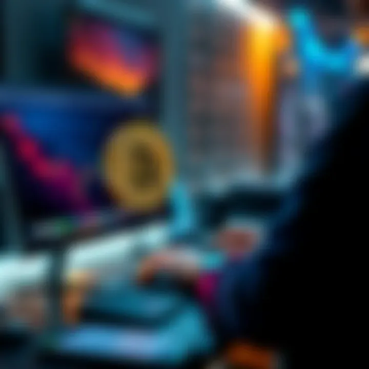 A person using a computer to swap Bitcoin for Ethereum on a no KYC exchange platform