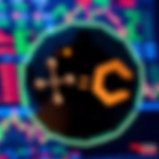 A visual representation of two cryptocurrency symbols, XRP and Chainlink, being exchanged in a digital format, set against a background of financial graphics.