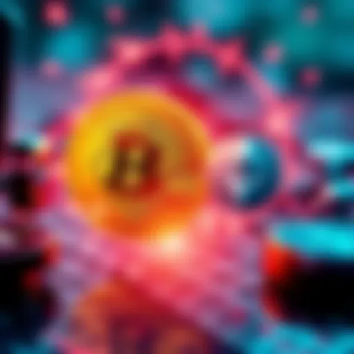 A graphic of Bitcoin being exchanged for Tether with arrows showing the flow between the two cryptocurrencies