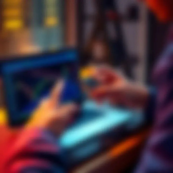 Swapping Stablecoins on Hardware Wallet A person using a hardware wallet to swap USDT for USDC, with a laptop displaying stablecoin trading charts and a digital wallet interface.