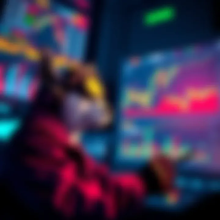 A trader analyzing market charts for DOGE and other meme coins, looking to buy low and sell high.
