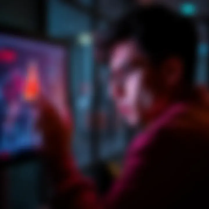 A person looking worried while checking their crypto account with a red warning symbol on the screen
