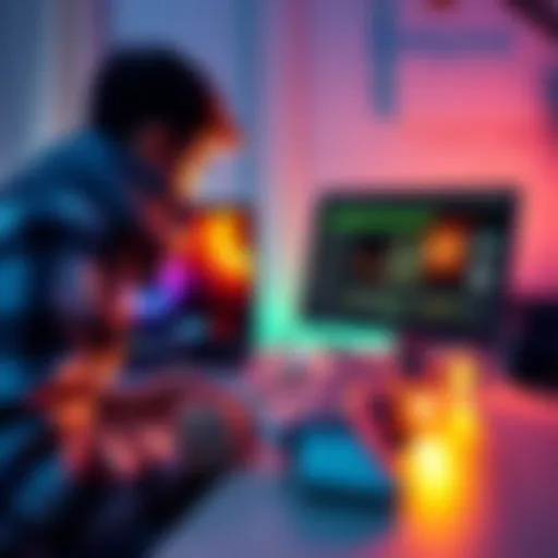 A user connecting a desktop computer while removing a laptop, illustrating the transition in operating a Pi node.