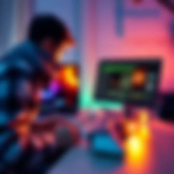 Switching from Laptop to Desktop A user connecting a desktop computer while removing a laptop, illustrating the transition in operating a Pi node.