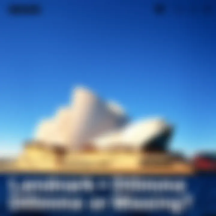 A wide view of the Sydney Opera House against a bright blue sky, showcasing its distinct sail-like architecture.