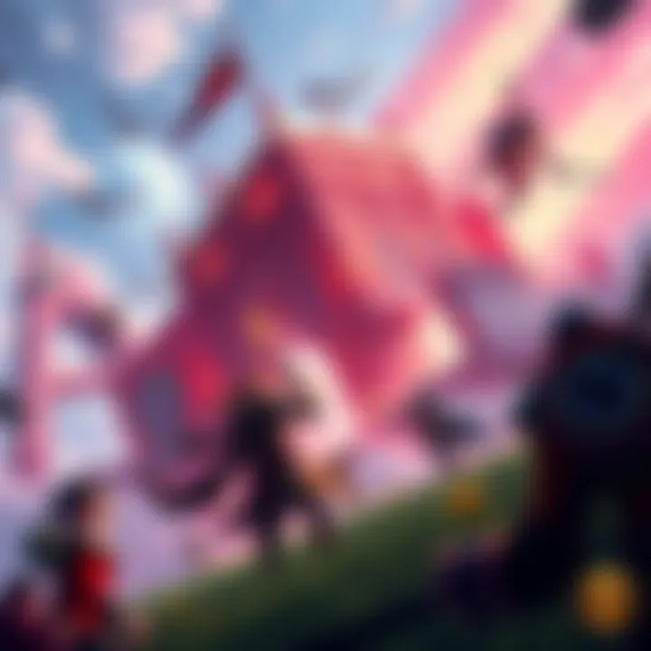 A colorful scene from The Syndicate game showing players engaging in territory control and training characters on the Solana blockchain.