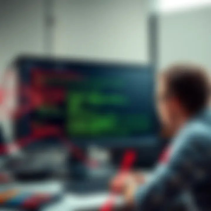 Computer screen displaying error messages with a confused person looking at it