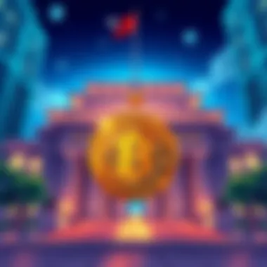 An illustration showing Taiwan's central bank building with a Bitcoin symbol in front, symbolizing the exploration of Bitcoin as a reserve asset.