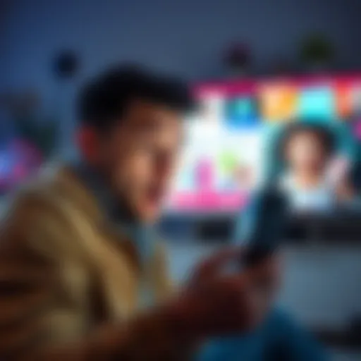 Targeted Ads Investigation A person looks surprised at their phone with baby product ads after watching TV, symbolizing privacy concerns.