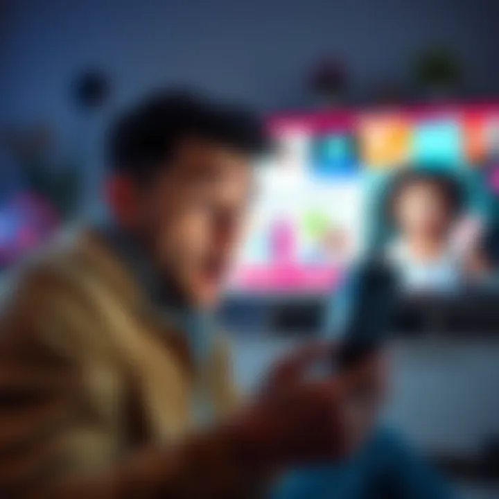 Targeted Ads Investigation A person looks surprised at their phone with baby product ads after watching TV, symbolizing privacy concerns.