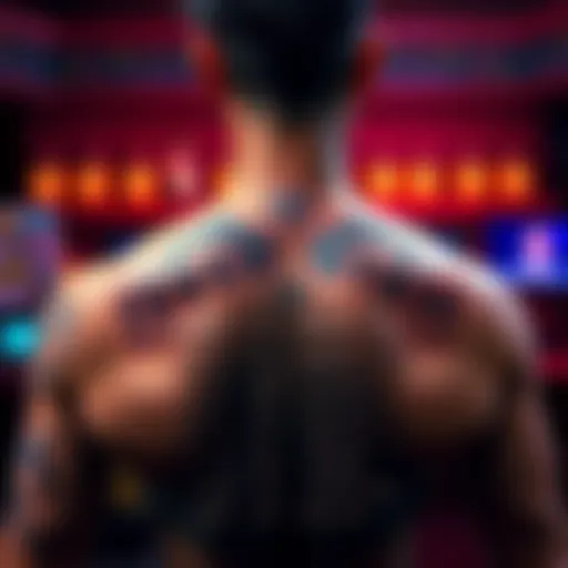 A person with their back tattooed displaying cryptocurrency login information, done backwards, as a creative way to cope with market stress.
