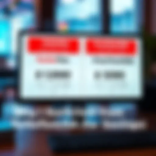 A side-by-side comparison of TurboTax and FreeTaxUSA pricing on a computer screen, showing significant savings.