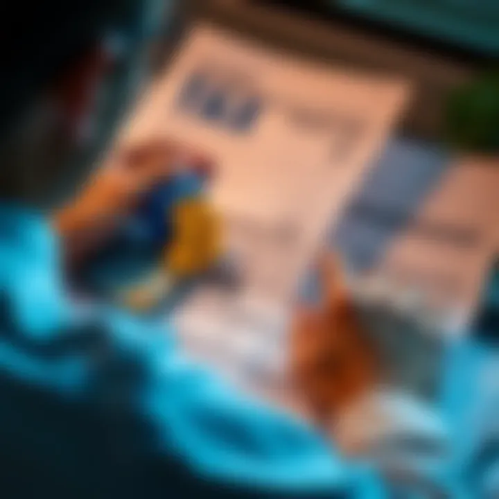 Person reviewing tax documents with cryptocurrency symbols and a calculator for reporting gains