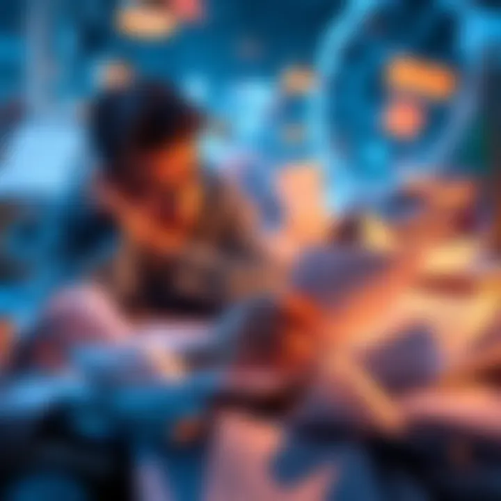 A stressed individual sorting through tax documents amidst a sea of receipts and financial statements