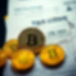A visual representation of Bitcoin coins and a tax form illustrating potential tax code changes related to cryptocurrency exchanges.