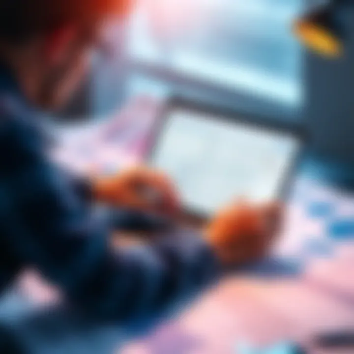 A person organizing tax documents with CoinTracker and TurboTax on a laptop, surrounded by forms and charts.