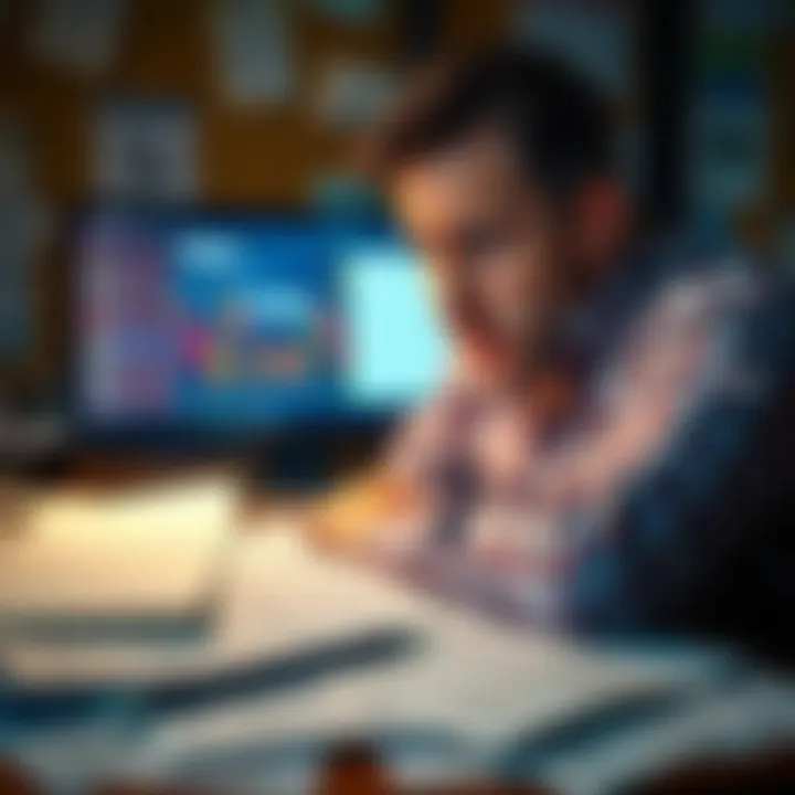 Tax Filing Confusion Frustrated person surrounded by tax documents and a computer showing crypto transactions