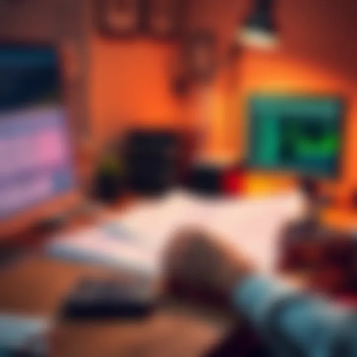 A person reviewing tax documents and filling out Form 8949 at a desk with a calculator and computer