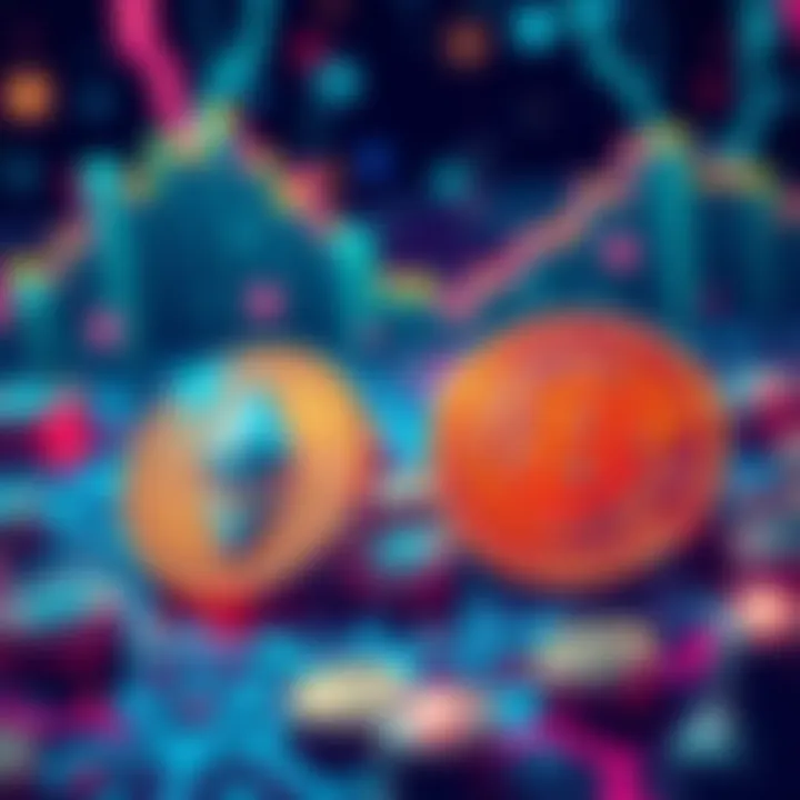 An intricate illustration depicting the complexities of cryptocurrency tax calculations with Bitcoin and Ethereum symbols