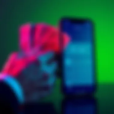 A hand holding cash symbolizing a tax offset, next to a smartphone displaying the Raiz investment app interface
